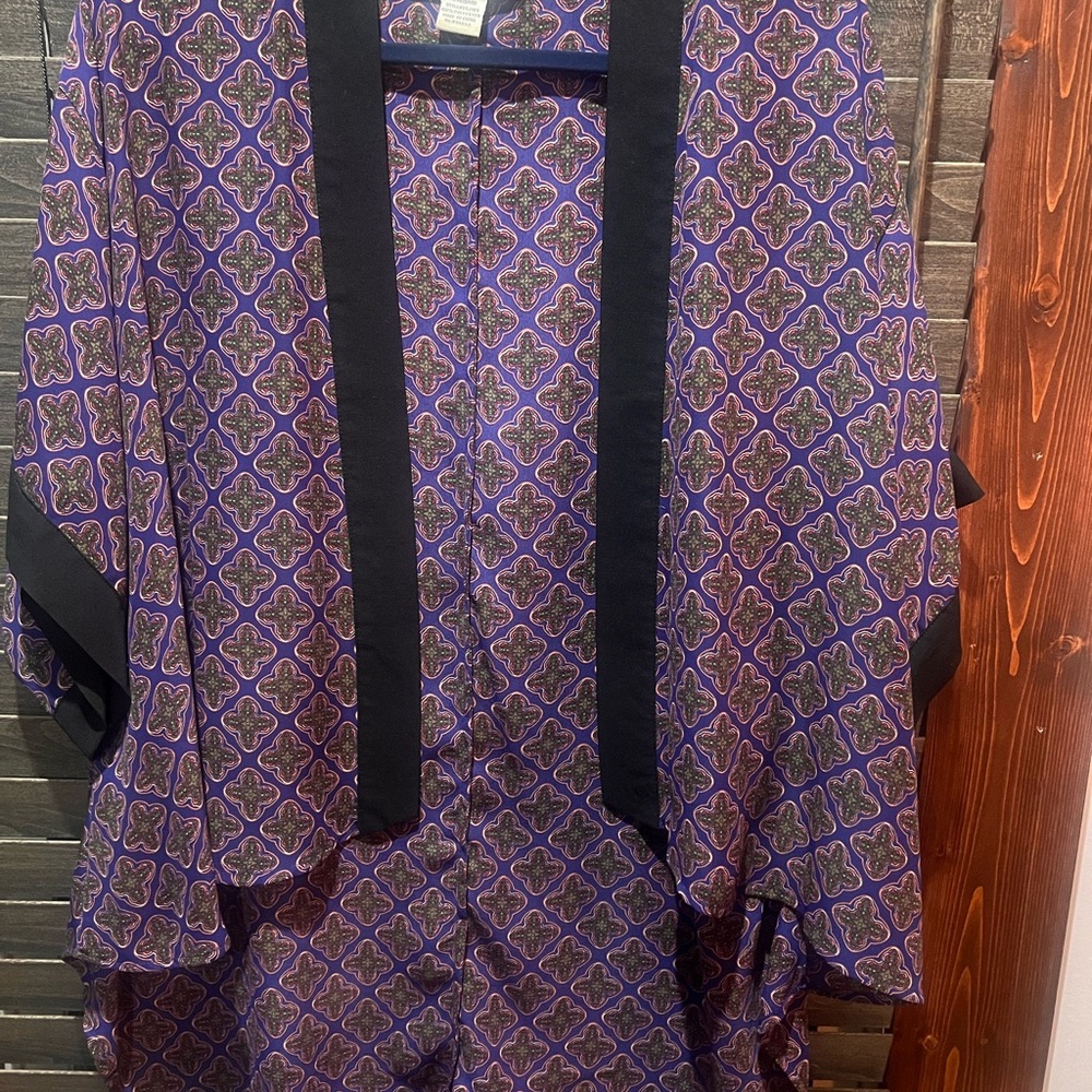 Purple and Black Patterned Kimono